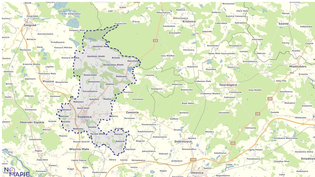 Mapa obszarów ochrony przyrody Trzebnicy