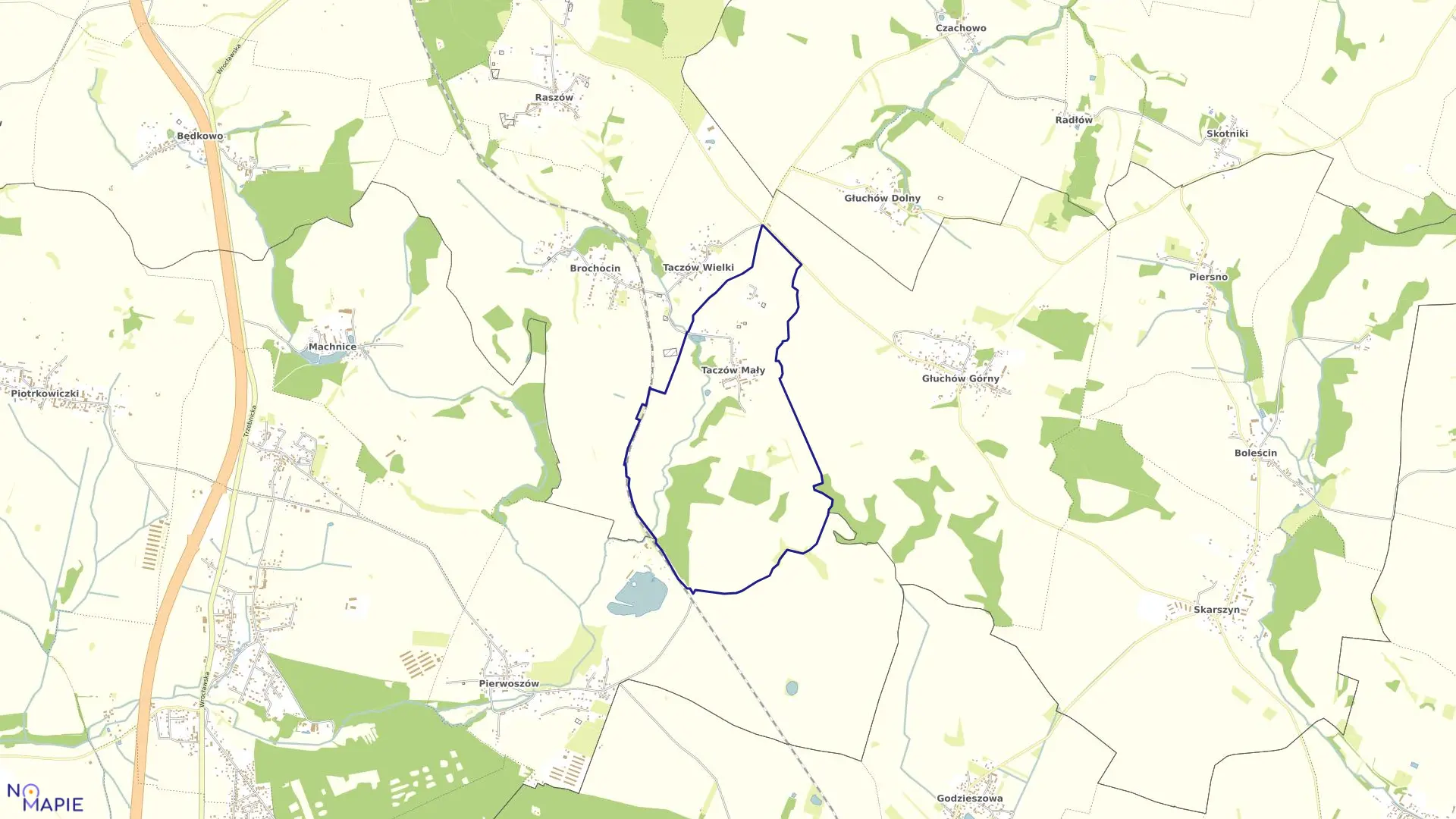 Mapa obrębu Taczów Mały w gminie Trzebnica